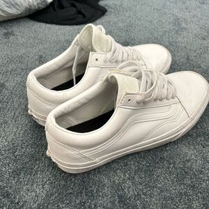 Vans White Leather Old Skool Shoes